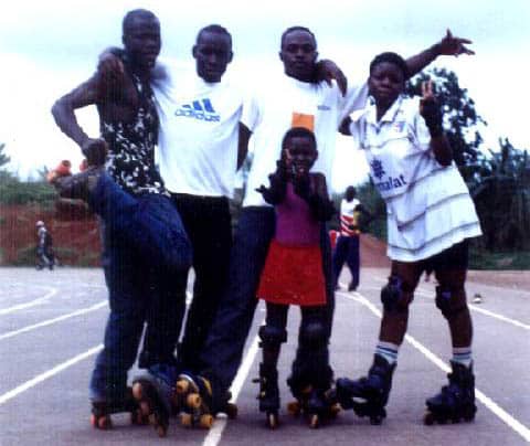 Les patineurs sur le stade