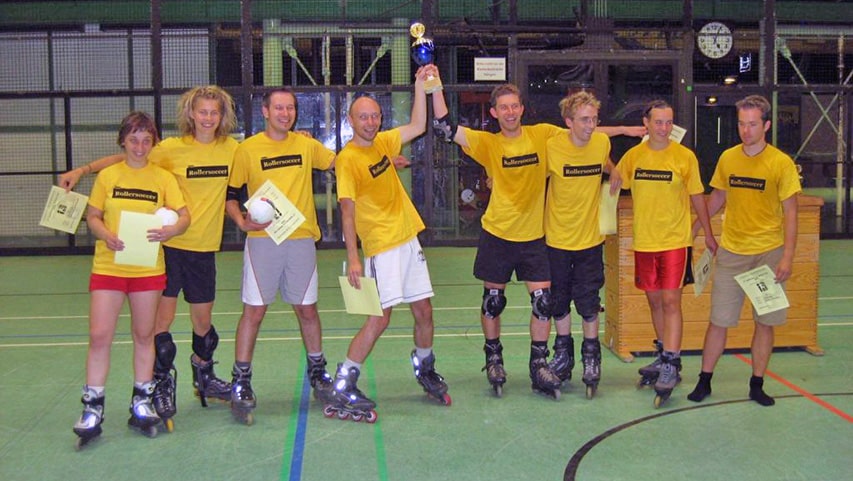 L'équipe vainqueure du tournoi international de roller soccer 2005