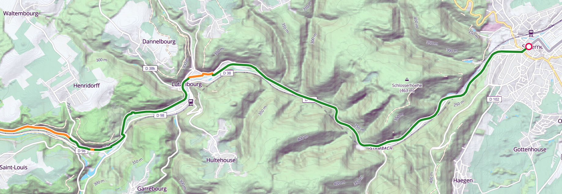Carte de la voie verte de Saverne à Lutzelbourg et Arzviller