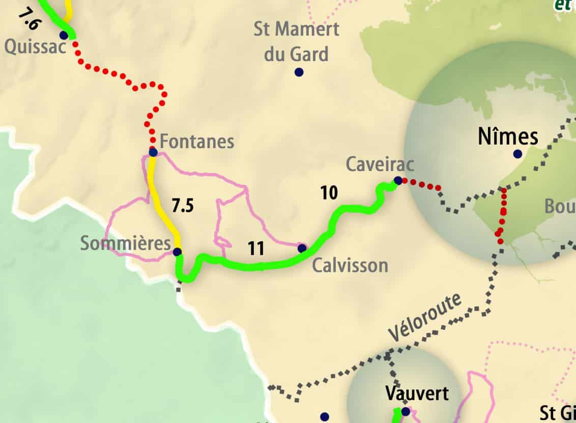 La voie verte Fontanes, Sommières, Caveirac