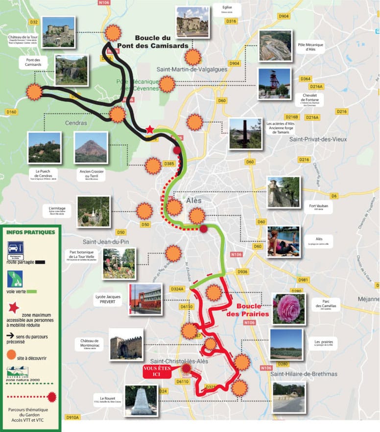 Plan de la voie verte d'Alès