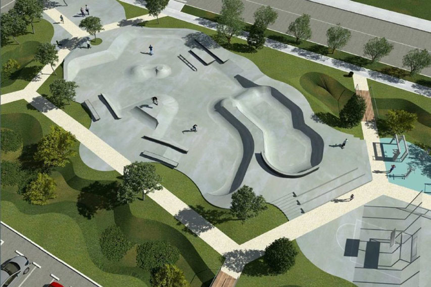 Vue 3D du skatepark de Courseulles-sur-Mer (source : Constructo)