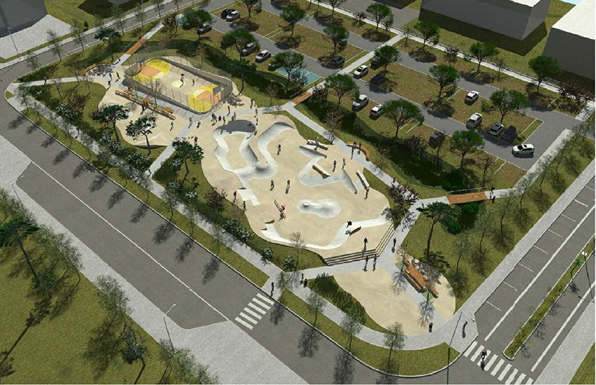 Vue 3D du skatepark de Courseulles-sur-Mer (source : Constructo)