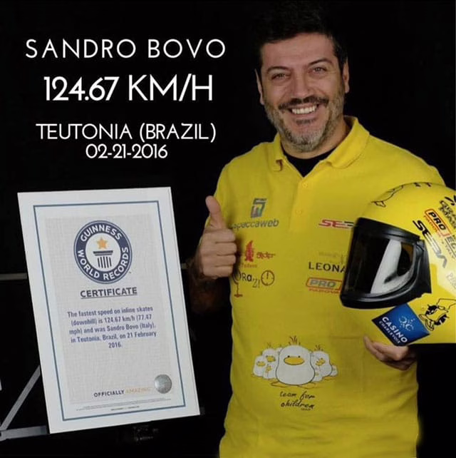 124 km/h, nouveau record du monde de vitesse de descente en roller