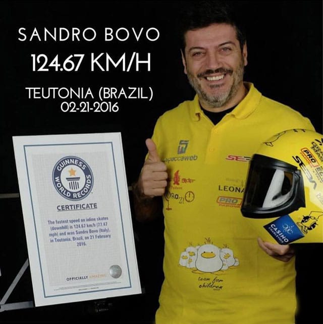 124 km/h, nouveau record du monde de vitesse de descente en roller