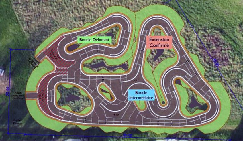 Les trois boucles de la piste de pumptrack d'Agen