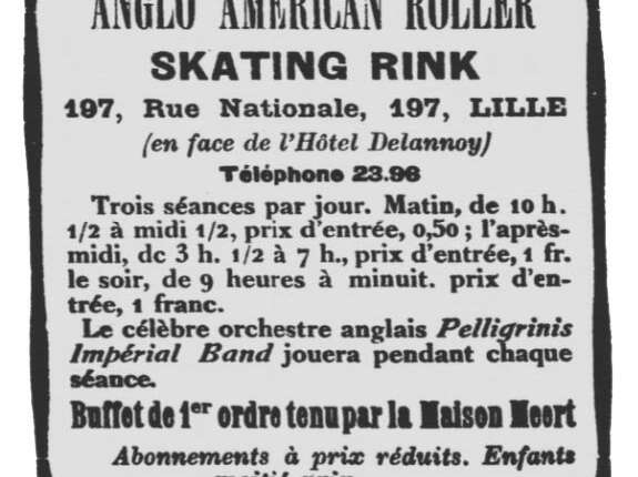 Publicité pour l&rsquo;Anglo American Roller Skating Rink de Lille