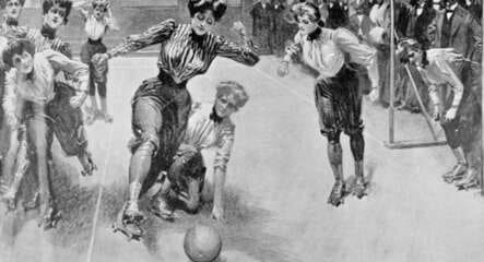 Match de roller-skate football entre deux équipes féminine à Brighton en 1907