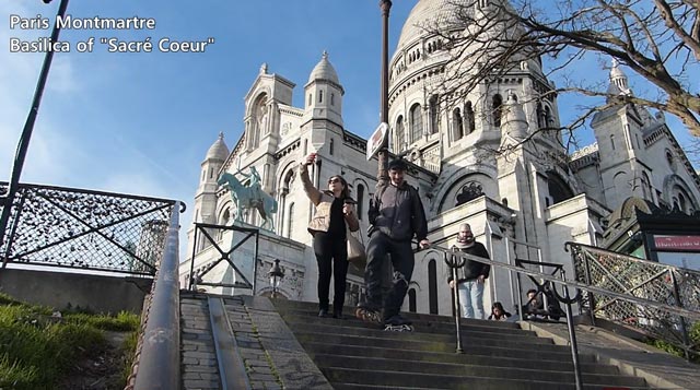 Fabien Caron en roller dans les escaliers du Sacré-Coeur à Montmartre