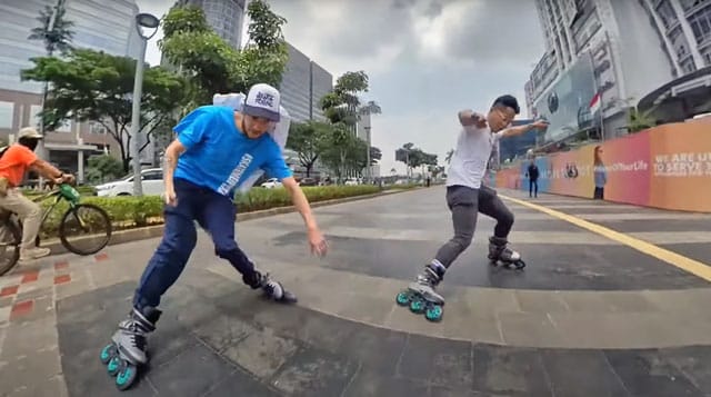 Session de roller freeride à Jakarta avec Nick Lomax et Alfian Abdillah (Indonésie)
