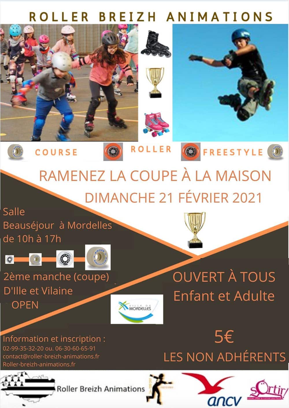 Affiche de la seconde manche Open de la Coupe d'Ille-et-Vilaine de course et roller freestyle 2021