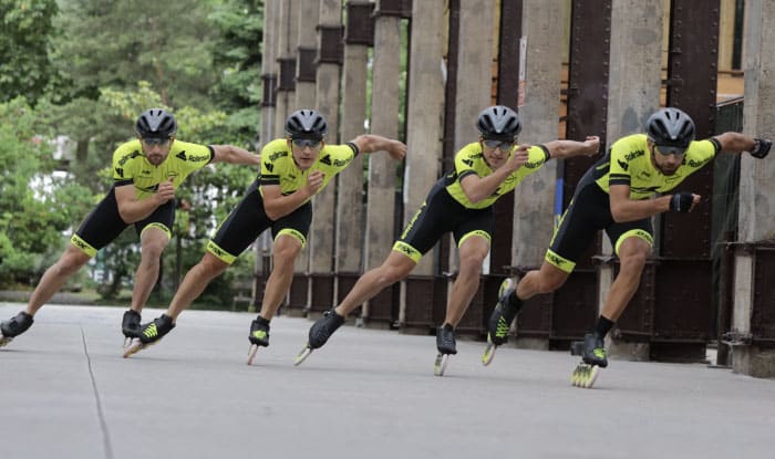 Patineurs de l'équipe Rollerblade de patinage de vitesse