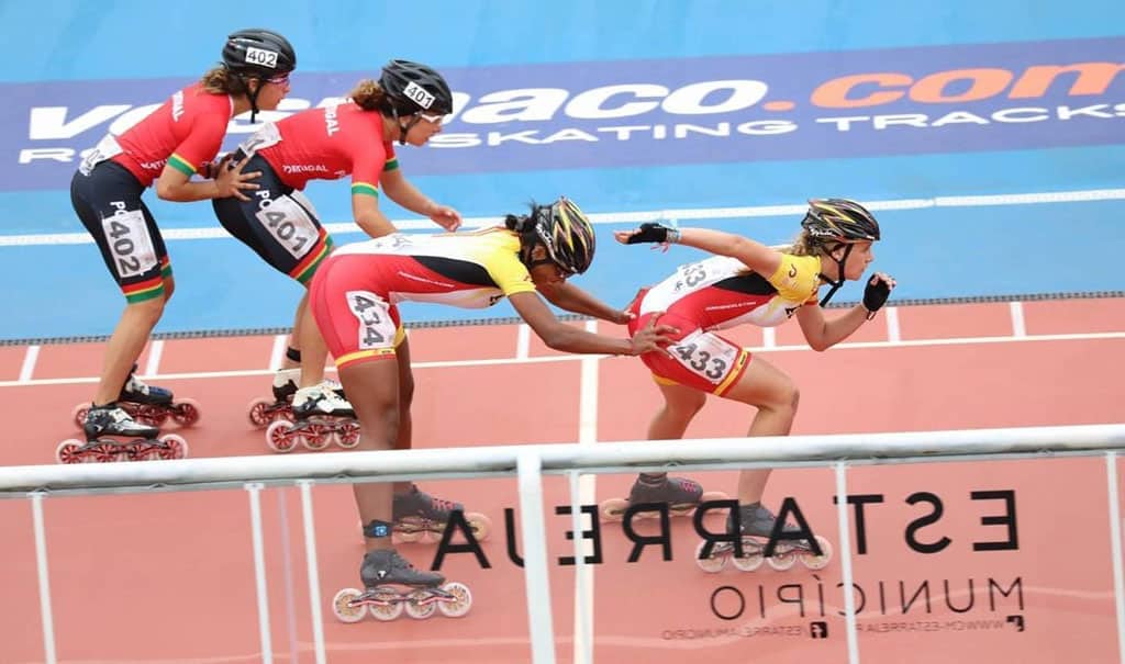 Relais des équipes du Portugal et d'Espagne au Championnat d'Europe de roller course 2021