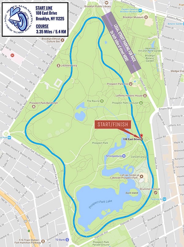 Parcours des 100 km de New-York dans Prospect Park