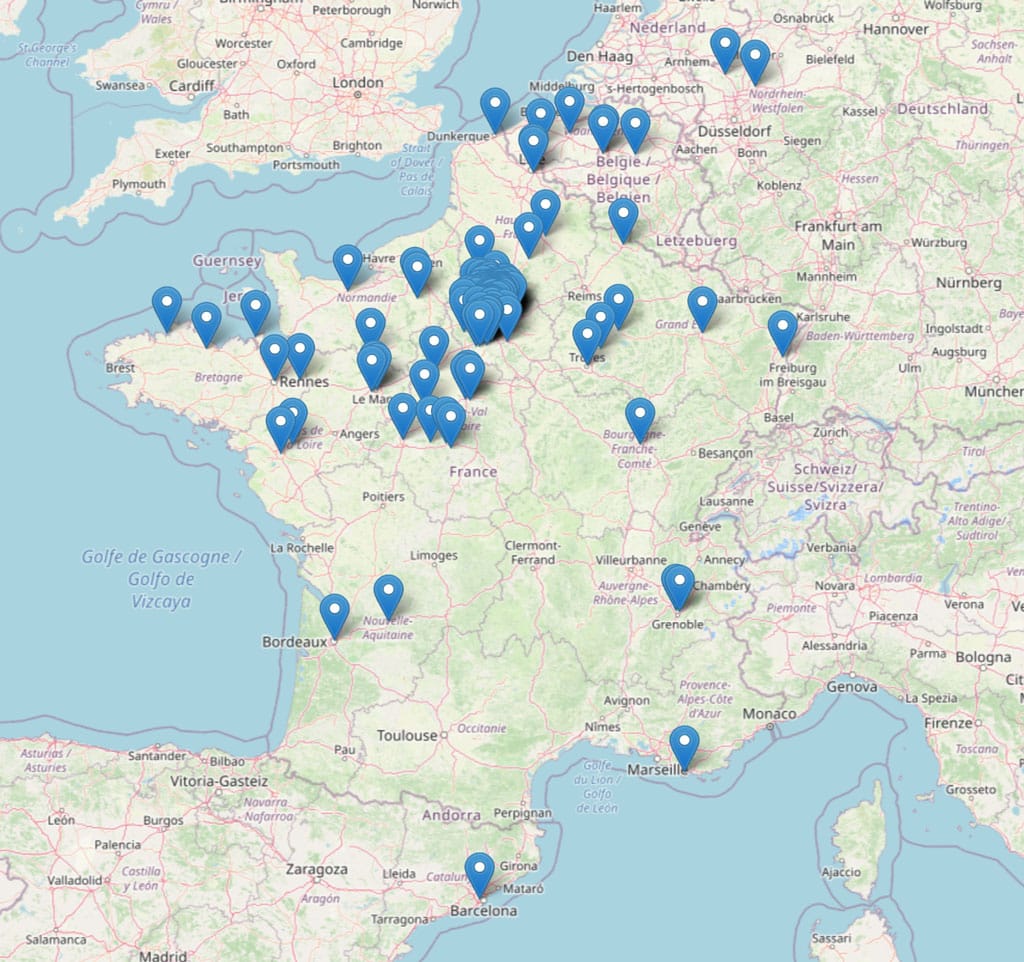 Répartition géographique des participants aux 6 Heures de Paris 2021
