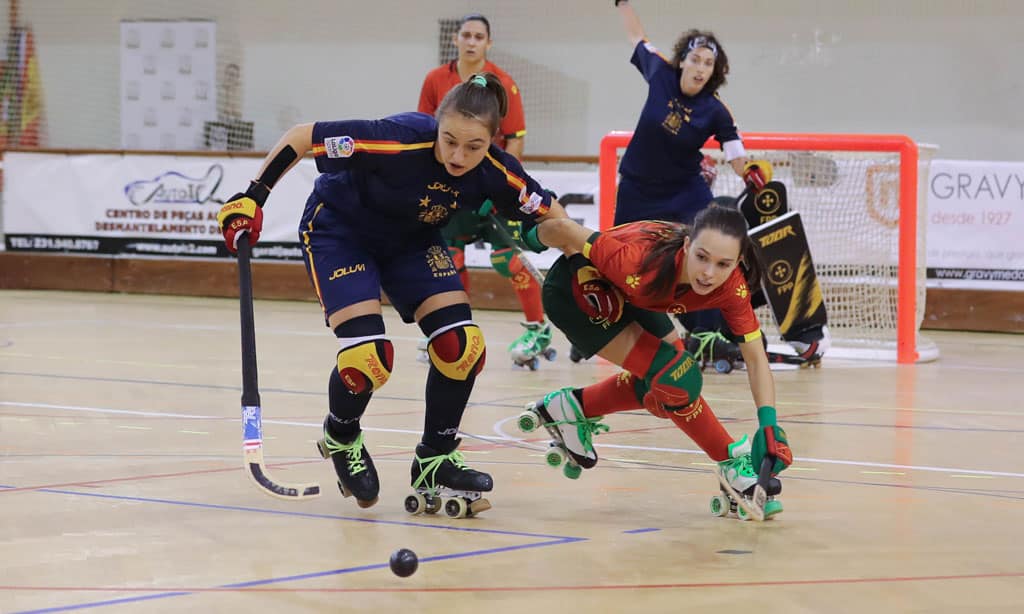 Duel Espagne - Portugal au Championne d'Europe de rink hockey féminin 2021