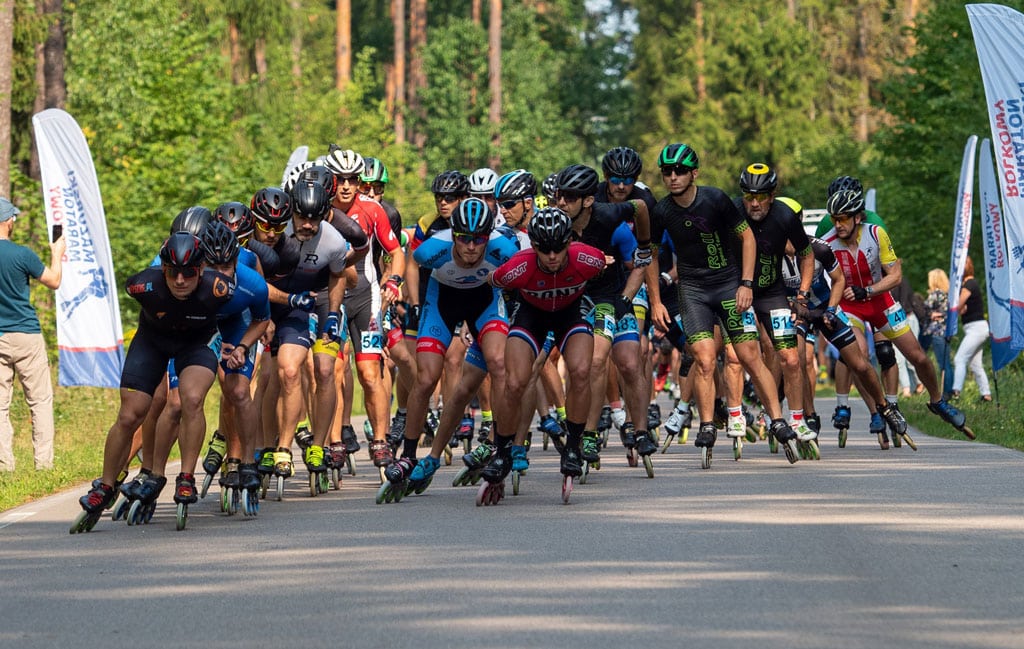 Peloton du marathon roller de Mazurie