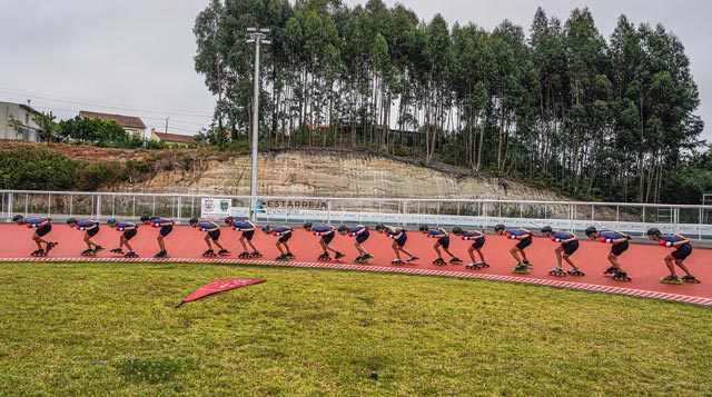 L'équipe des Pays-Bas de roller course au Championnat d'Europe 2021 à Canelas (photo : Neeke Smit)