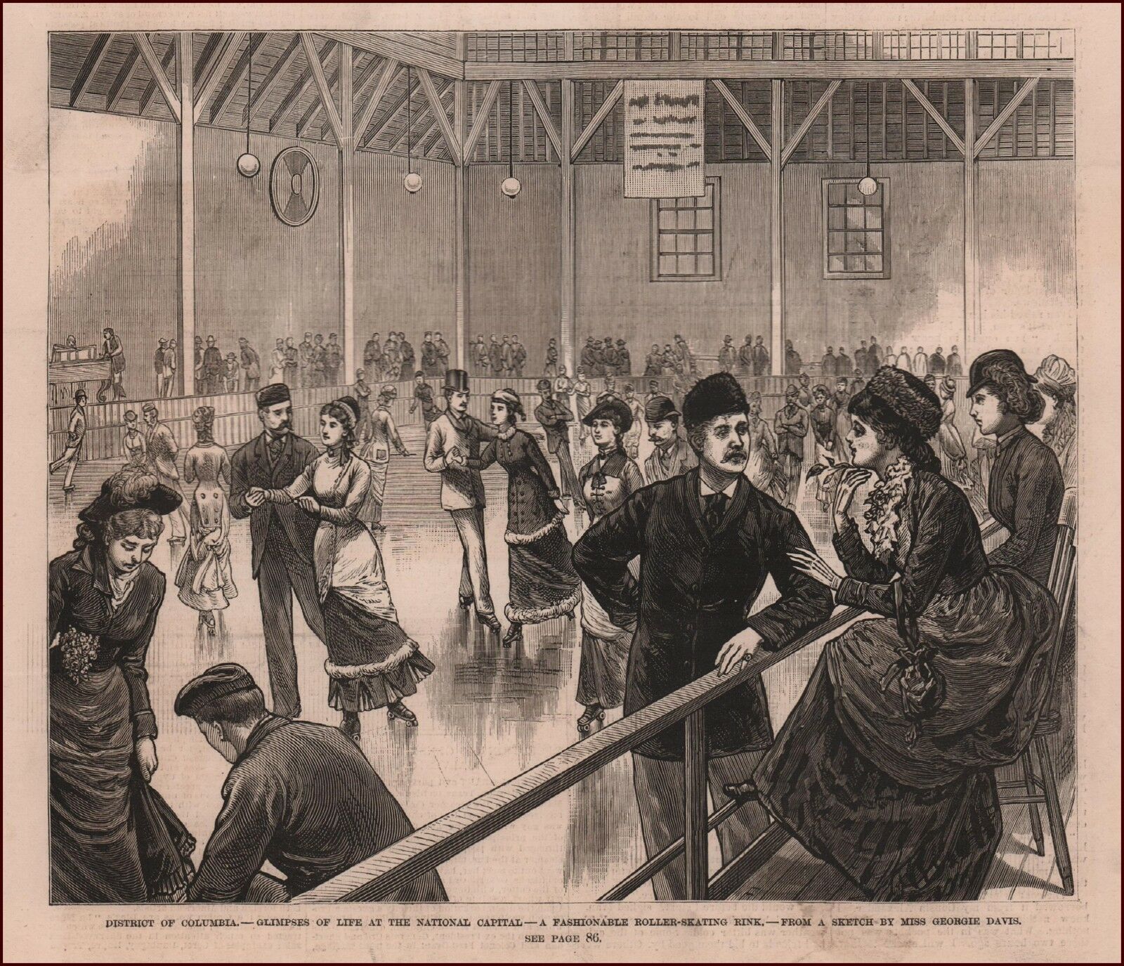 Le Skating rink Columbia de Washington DC en 1880 Glimpses of life at the National - a fashionable skating rink - district of Columbia