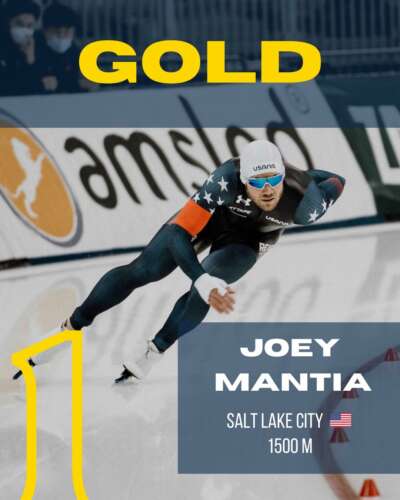 Médaille d'or pour Joey Mantia au 1500 m longue piste de la Coupe du Monde ISU 2021 à Salt Lake City