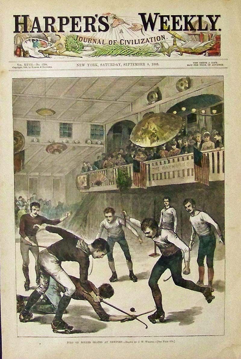 Illustration Harper’s Weekly « Polo on rollerskates at Newport »