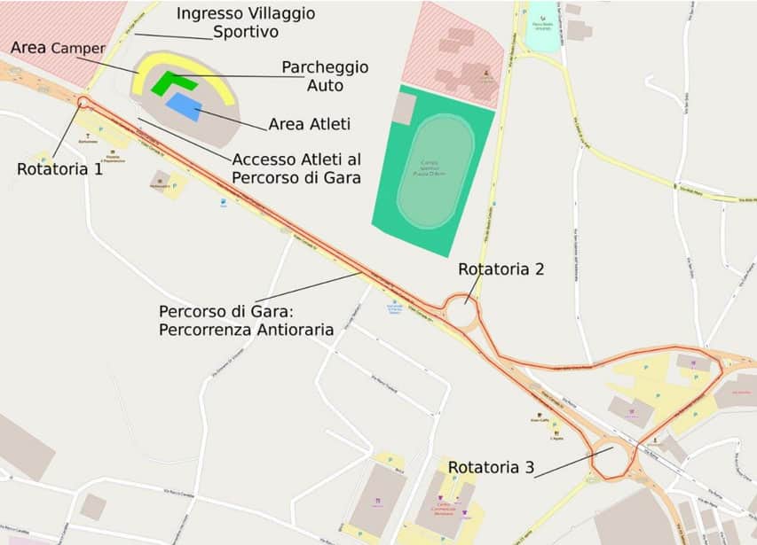 Le circuit du marathon roller de l'Aquila 2022