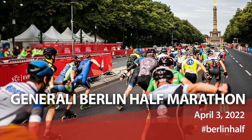Vue arrière du départ du semi-marathon roller de Berlin