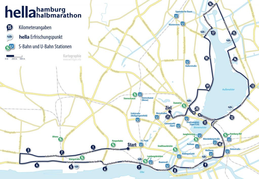 Parcours du semi-marathon roller de Hambourg