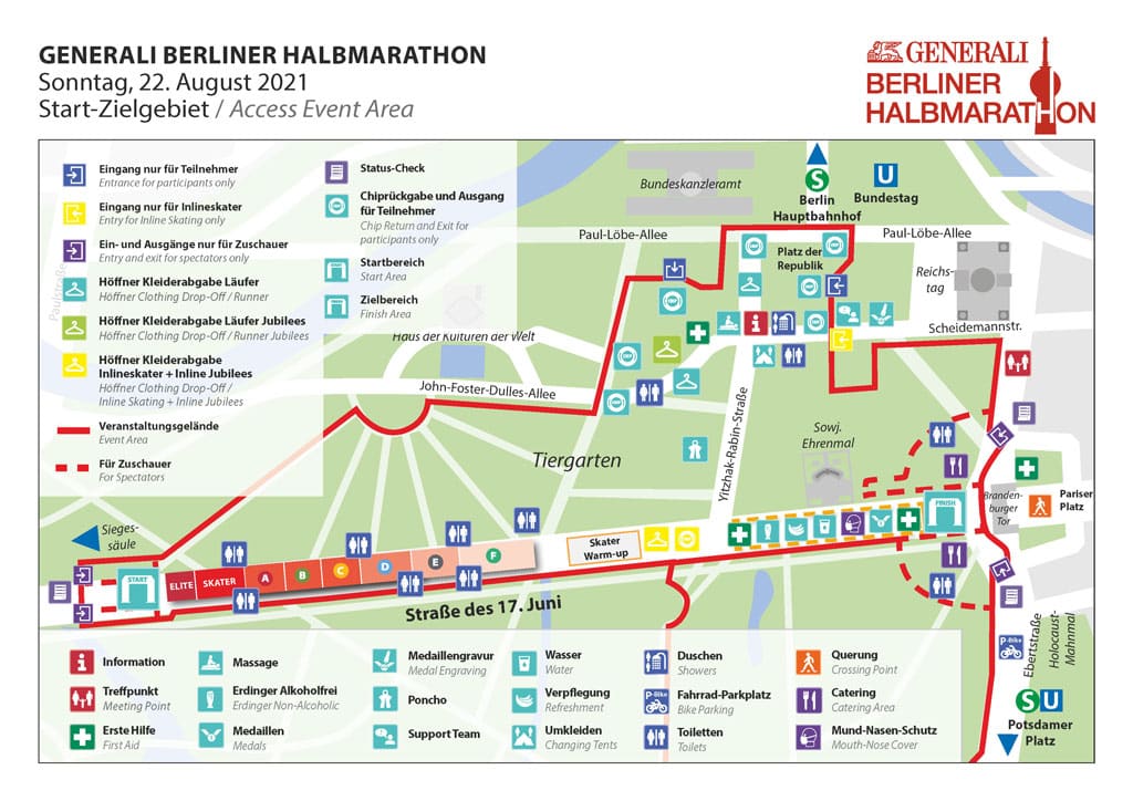 Parcours du semi-marathon roller de Berlin