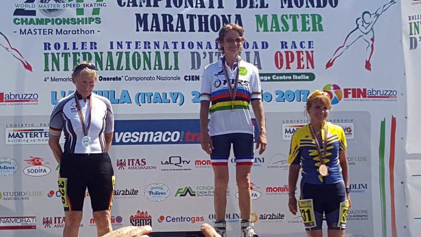 Claudie Duval, championne du monde de marathon roller master en 2017 en Italie