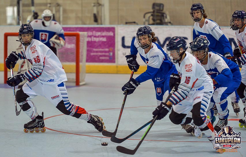 Match Slovaquie - République Tchèque U18 aux Championnats d'Europe de roller hockey 2022