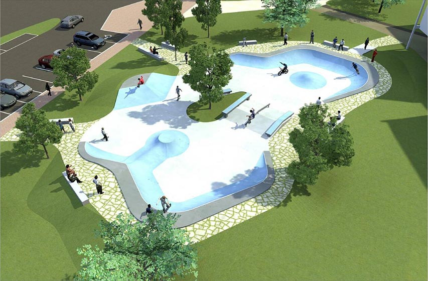 Vue 3D du skatepark de la Baule