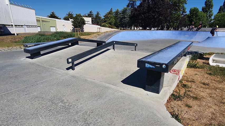 Les modules centraux du skatepark de la Baule pour la glisse