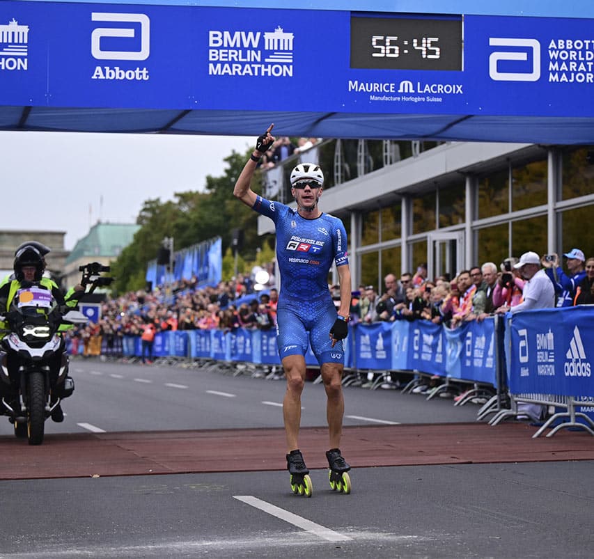 Bart Swings, vainqueur et recordman du marathon roller de Berlin 2022
