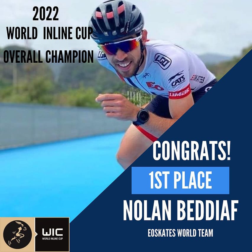 Nolan Beddiaf, vainqueur du classement général de la World Inline Cup 2022