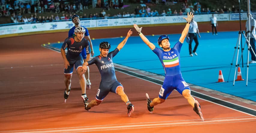 Finish du 500 m plus distance au Championnat d'Europe de roller course 2022