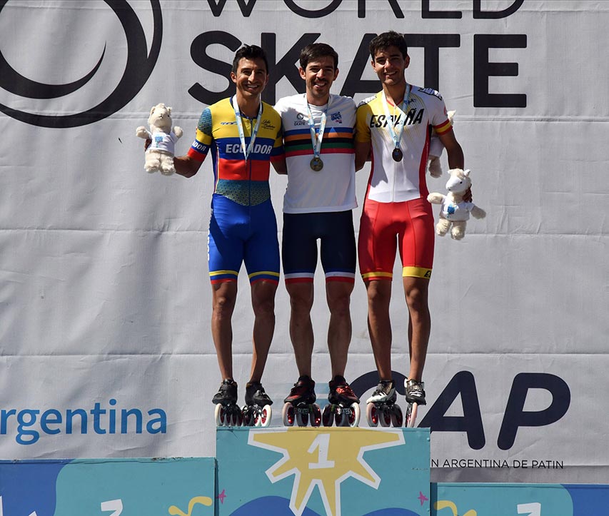 Podium senior homme du championnat du monde de marathon roller 2022