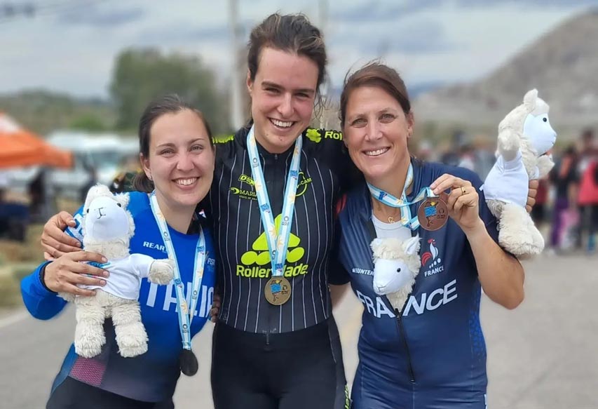 Podium femme du championnat du monde de roller de descente 2022