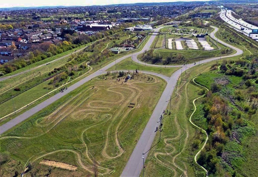 Le parcours cycliste du Cyclopark de Gravesend vu du ciel