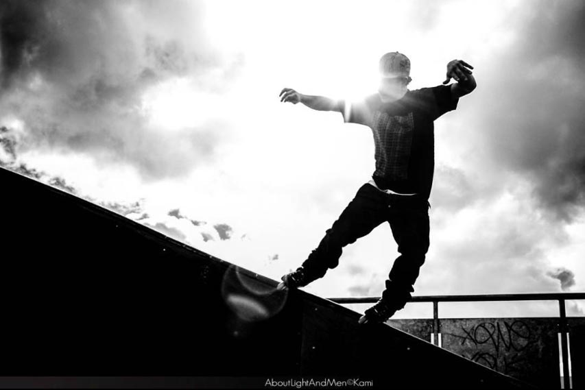 Guillaume Legentil immortalisé par Kami au skatepark de Bordeaux