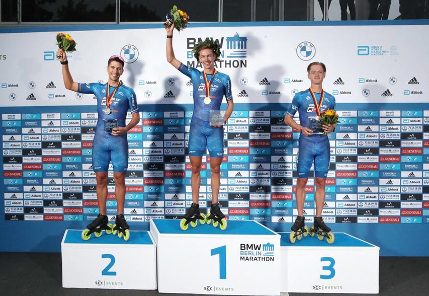 Podium hommes du marathon roller de Berlin 2022