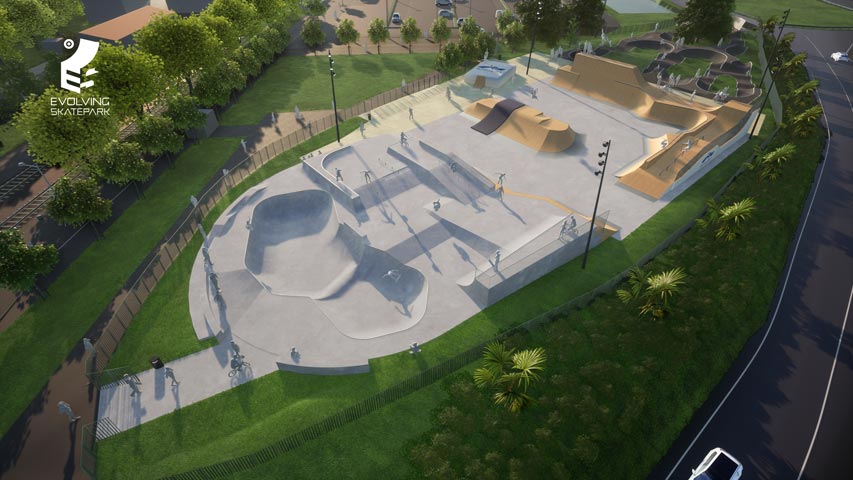 Nouveau skatepark de Baillargues dessiné par Evolving Skatepark