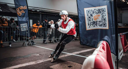 Florian Petitcollin, vainqueur du skatecross au Caen BMX Indoor 2023