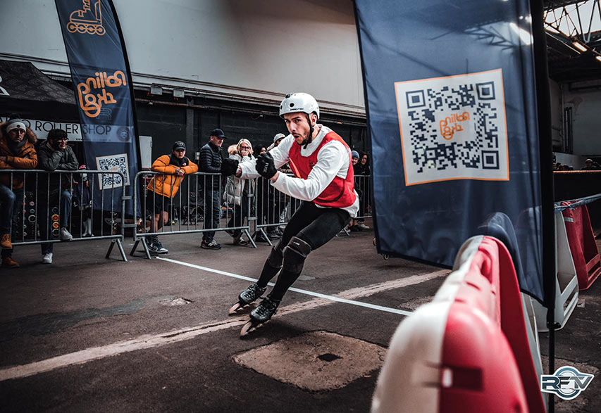 Florian Petitcollin, vainqueur du skatecross au Caen BMX Indoor 2023