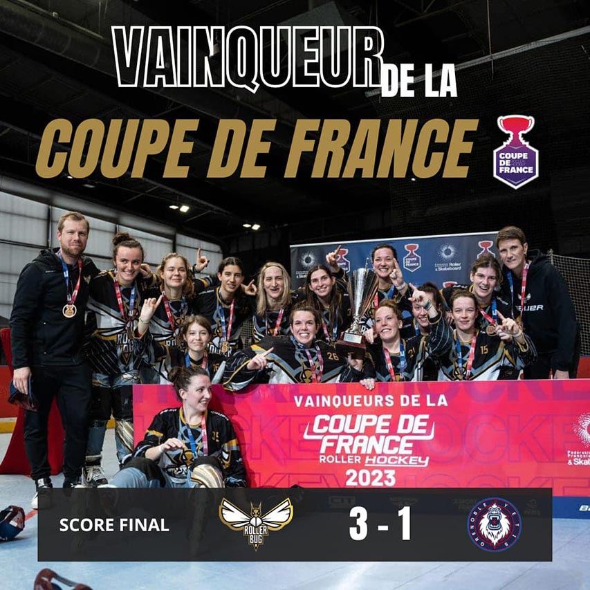 Les femmes du RollerBug Saint-Médard remportent la Coupe de France de roller hockey 2023