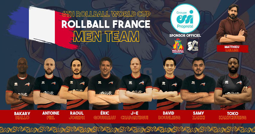 Equipe homme pour la Coupe du Monde de Rollball 2023