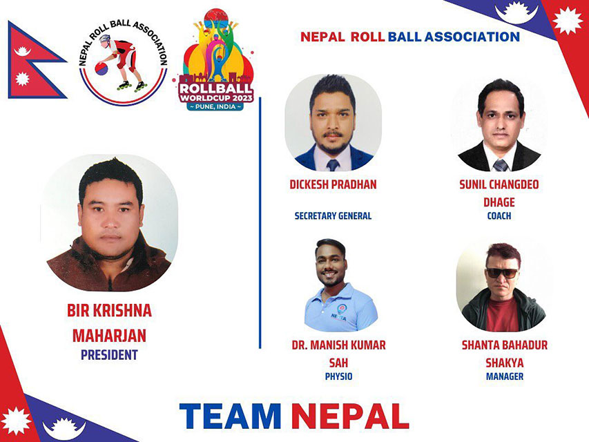 Staff de l'équipe du Népal à la Coupe du Monde de Roll Ball 2023