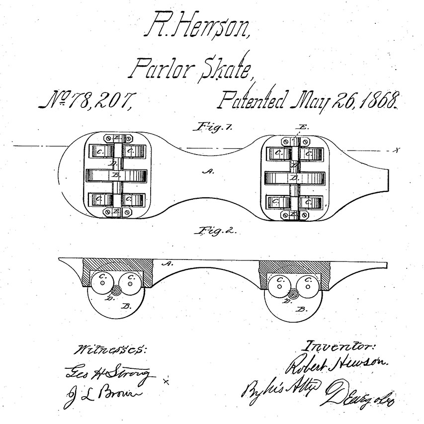 Le brevet de Hewson &#8211; des roulettes en guise de roulements
