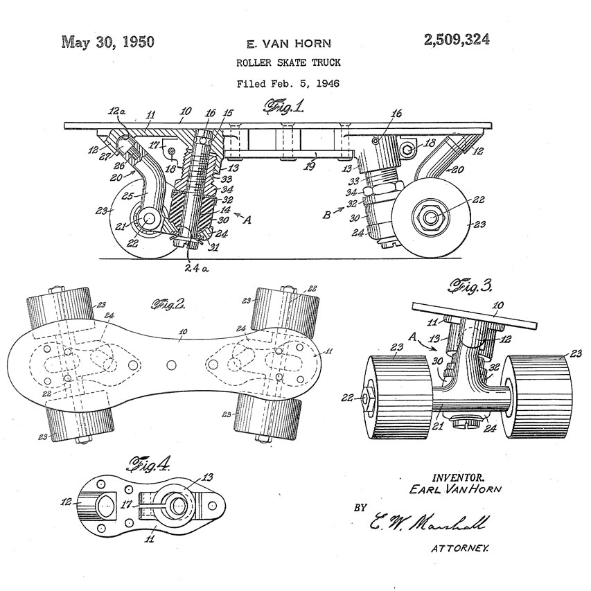 Earl Van Horn et son brevet de truck amélioré