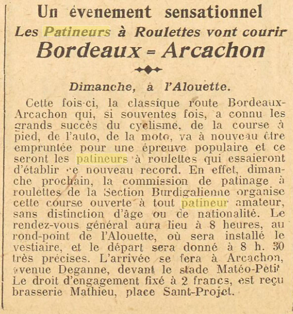 Bordeaux à Arcachon 1926 dans le journal L'Athlète : journal hebdomadaire de tous les sports du 17 septembre 1926